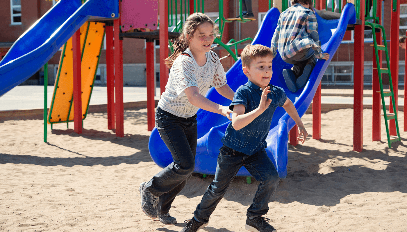 Children playing in the school playground.
